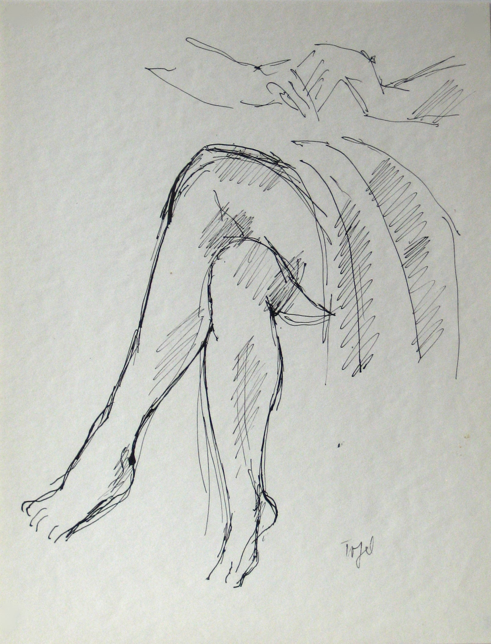Legs Crossed Sketch <br>Early-Mid 20th Century Ink <br><br>#13591