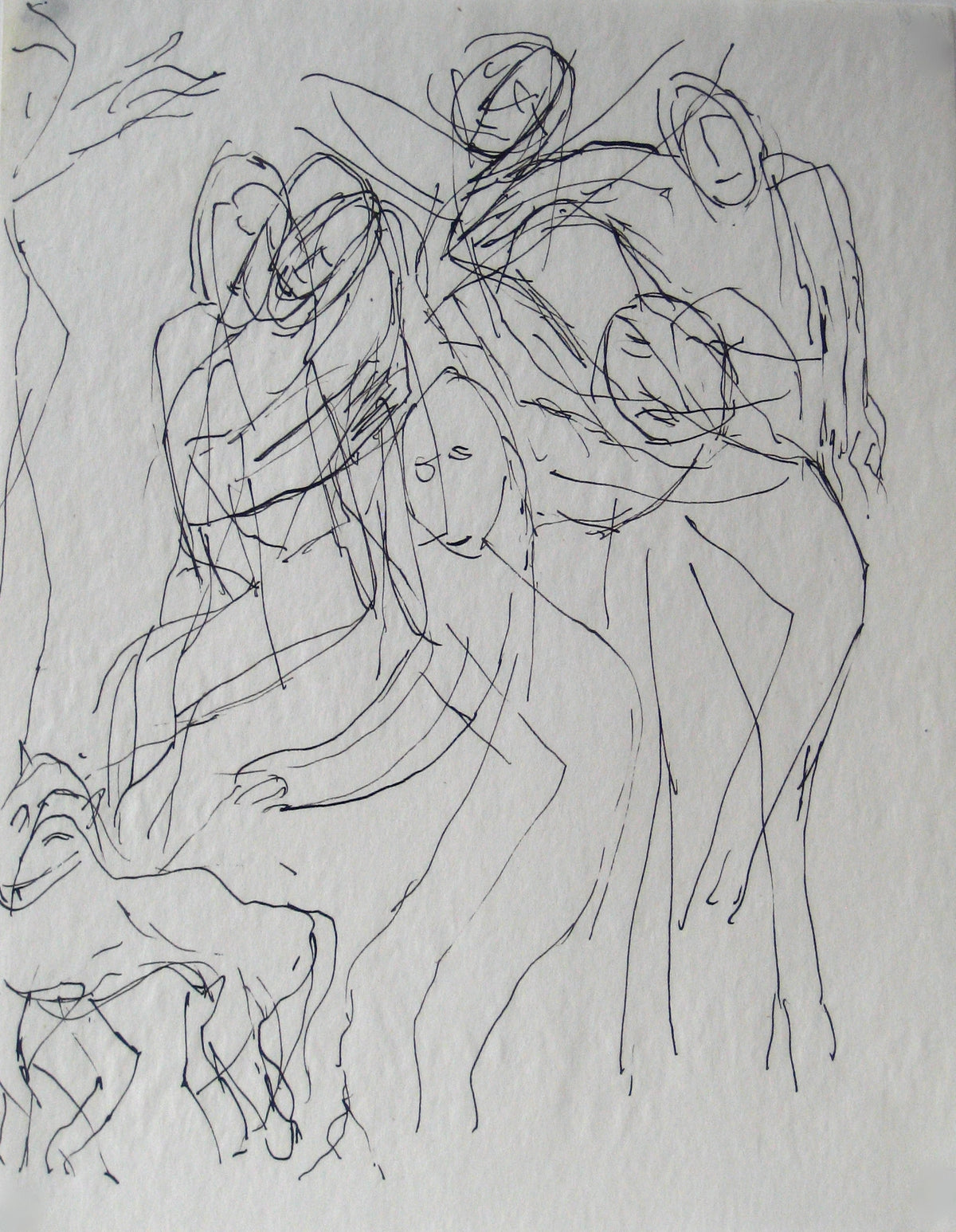 Sketch of Figures in a Scene &lt;br&gt;Early-Mid 20th Century Ink on Paper &lt;br&gt;&lt;br&gt;#13601