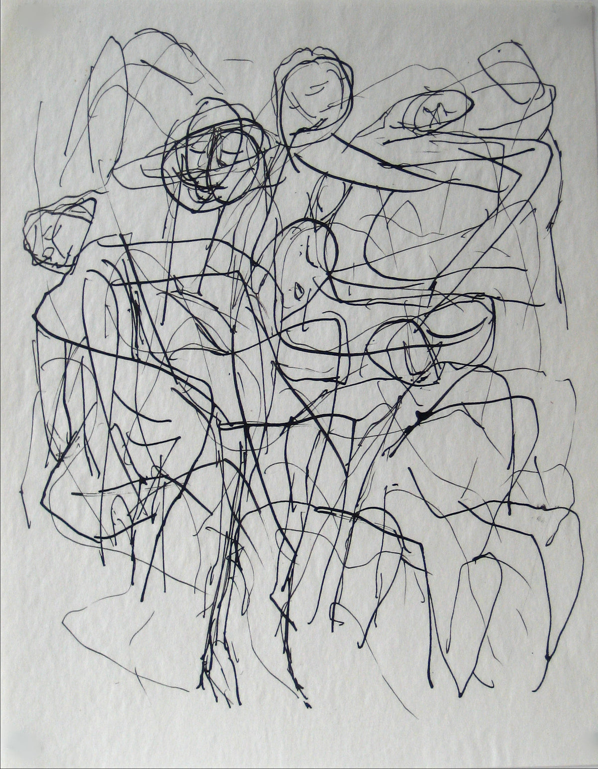 Abstracted Figures in a Scene &lt;br&gt;Early 20th Century Ink on Paper &lt;br&gt;&lt;br&gt;#13602