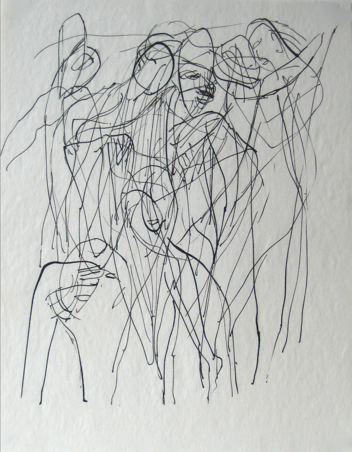 Abstracted Figures in a Scene &lt;br&gt;Early 20th Century Ink on Paper &lt;br&gt;&lt;br&gt;#13604