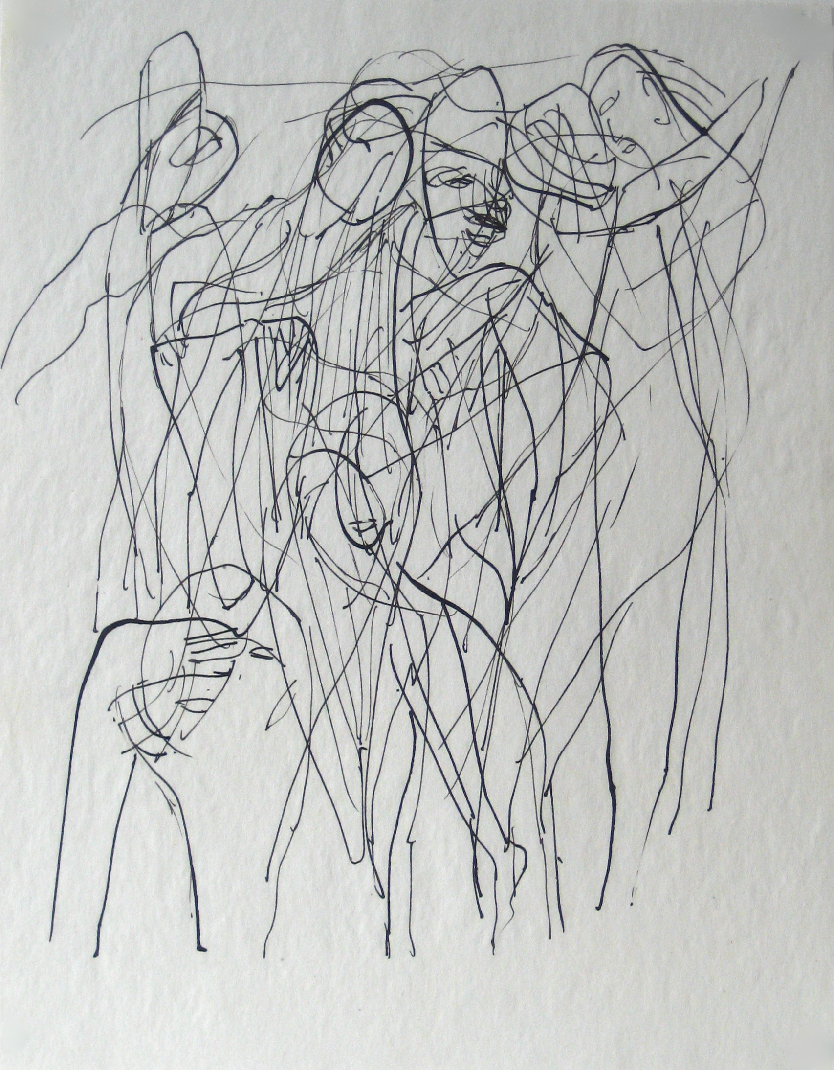 Abstracted Figures in a Scene <br>Early 20th Century Ink on Paper <br><br>#13604