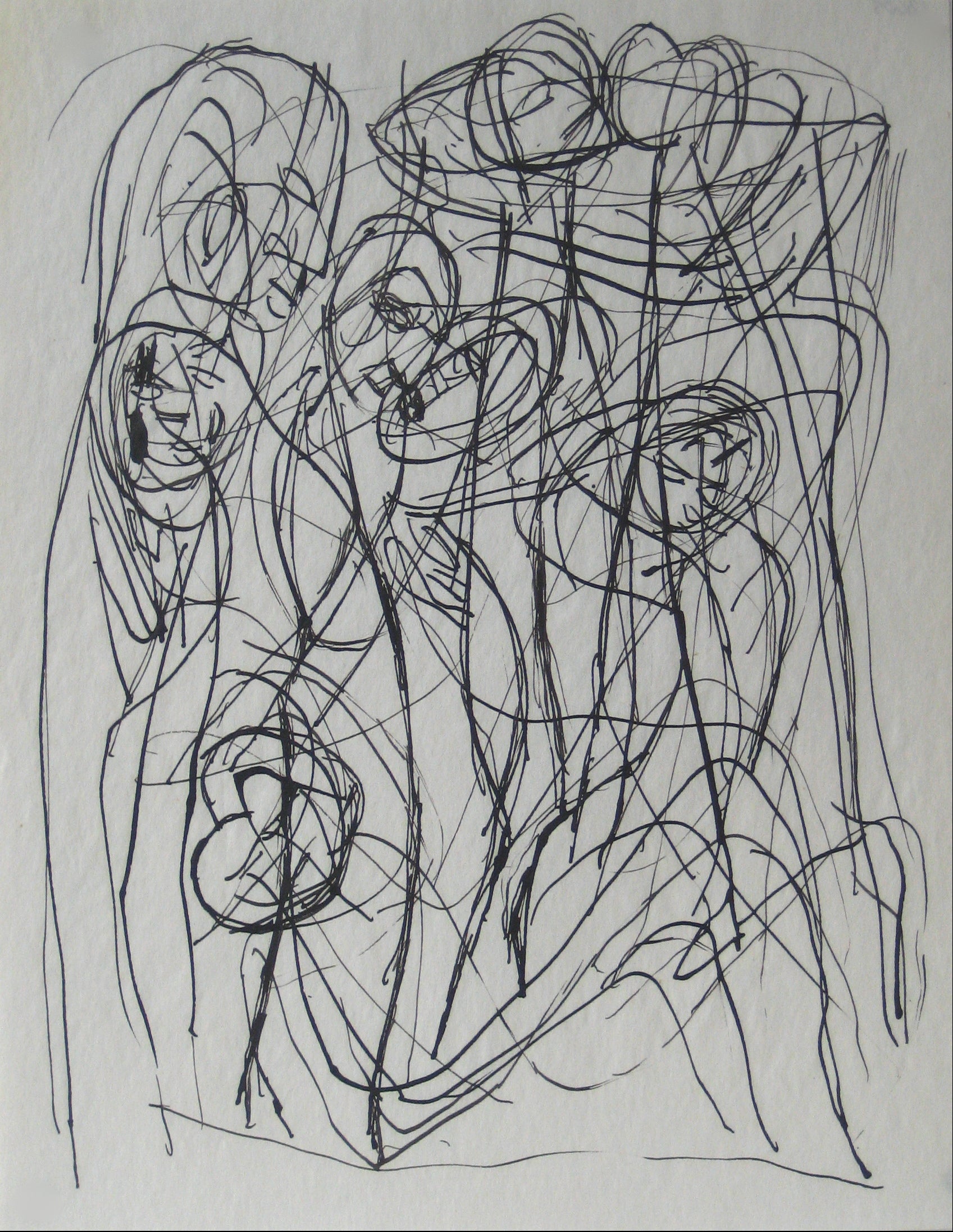 Abstract Expressionist Figures <br>Early-Mid 20th Century Ink<br><br>#13605