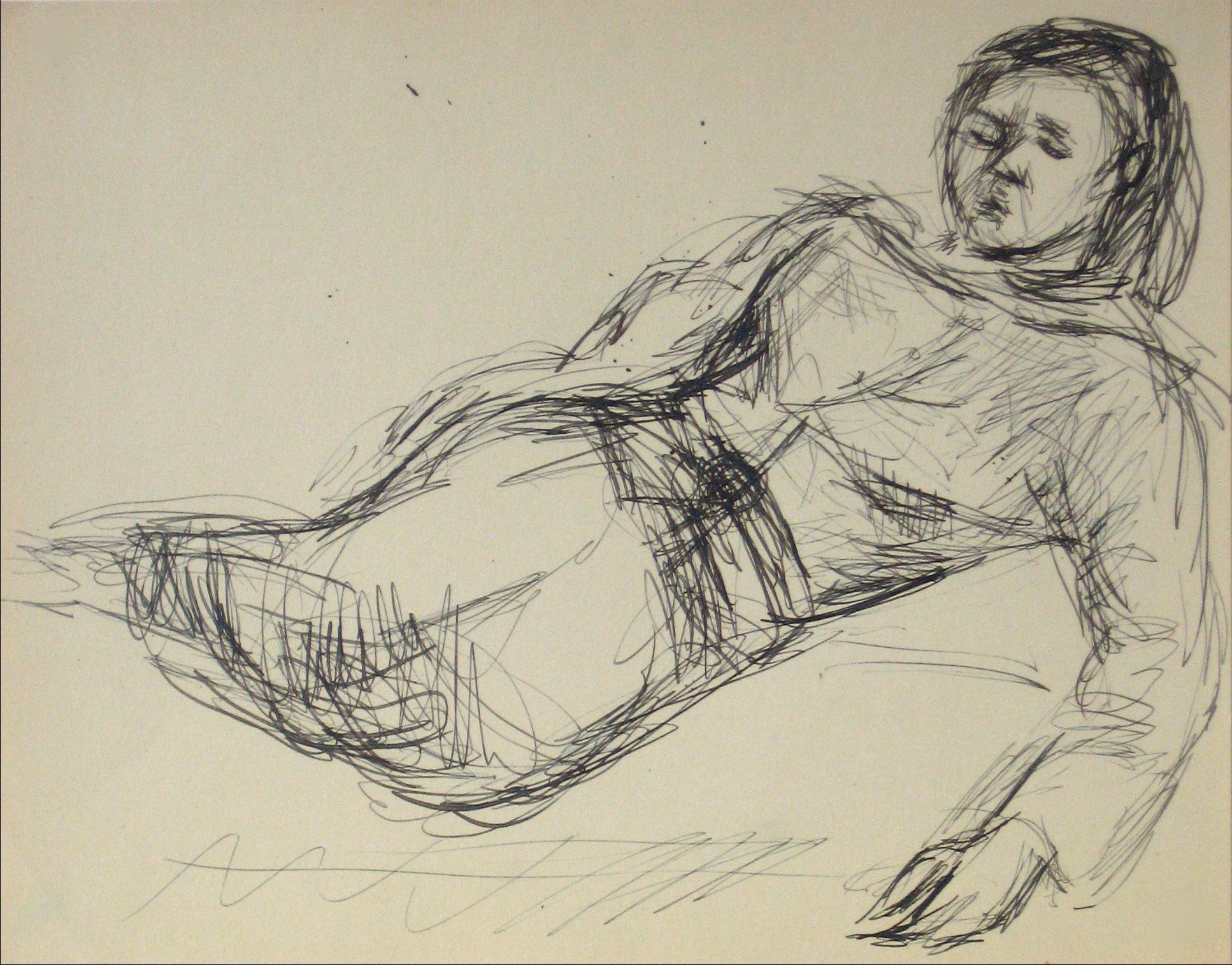 Reclining Figure<br>Early-Mid 20th Century Ink<br><br>#13634