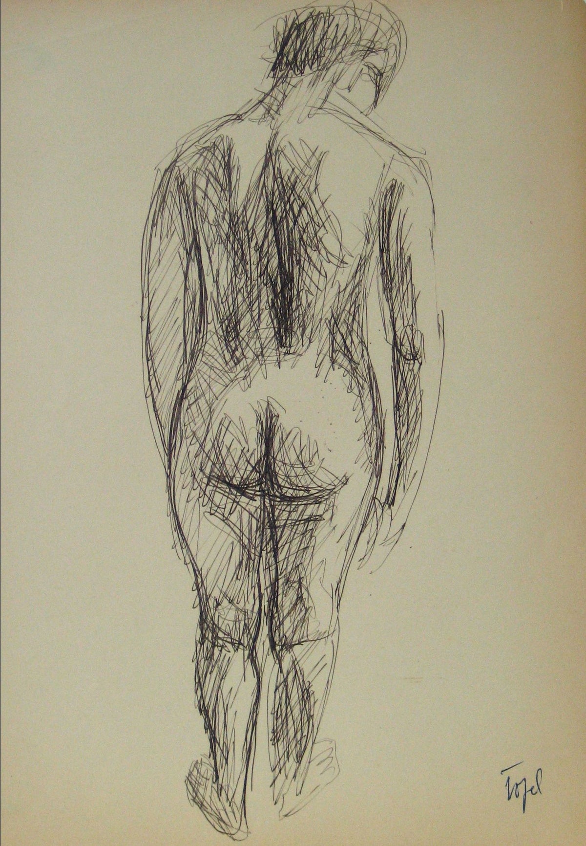 Abstracted Nude Figure Model &lt;br&gt;Early-Mid 20th Century Ink on Paper &lt;br&gt;&lt;br&gt;#13652