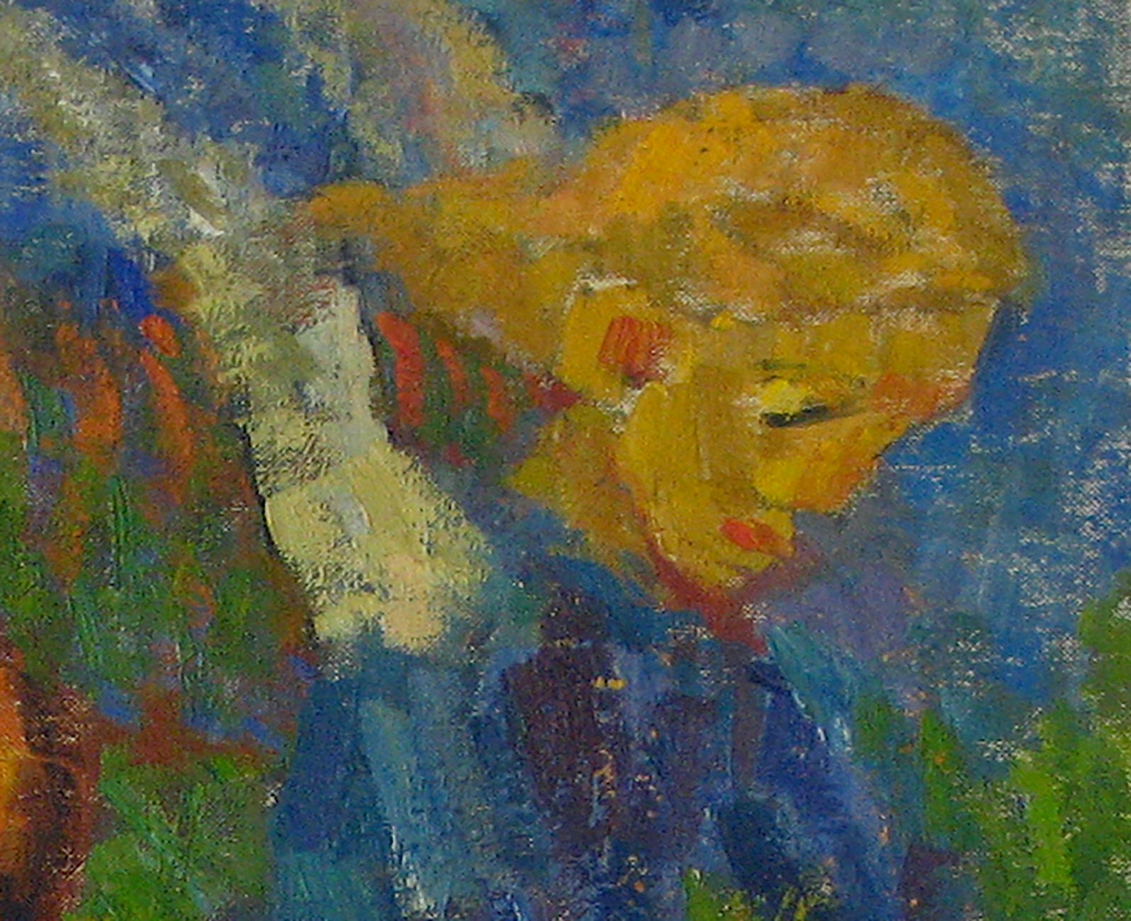 Vivid Expressionist Figure Scene <br>1955 Oil <br><br>#13932