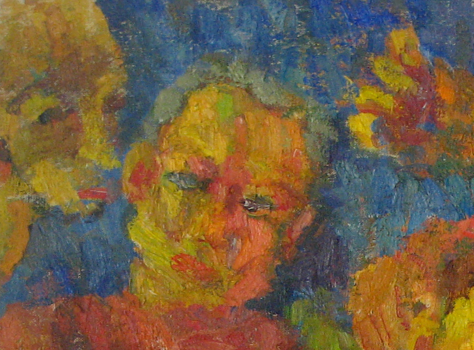 Vivid Expressionist Figure Scene <br>1955 Oil <br><br>#13932