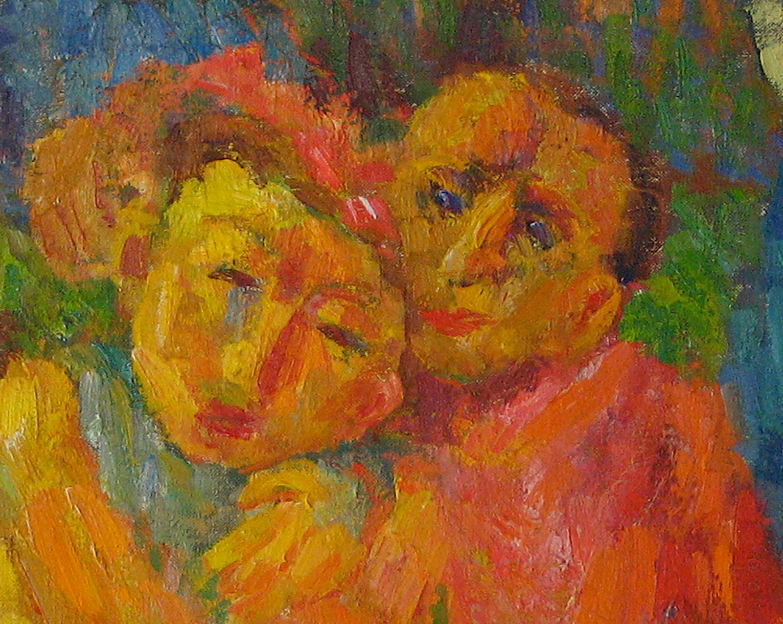 Vivid Expressionist Figure Scene <br>1955 Oil <br><br>#13932