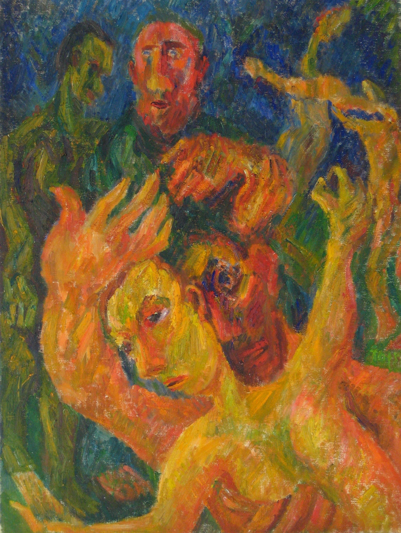 <i>Lovers</i><br>1949 Expressionist Oil<br><br>#13948
