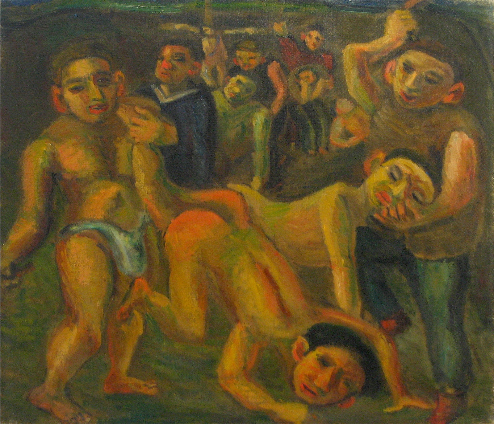 <i>Flogging</i><br>1930 Expressionist Oil<br><br>#13963