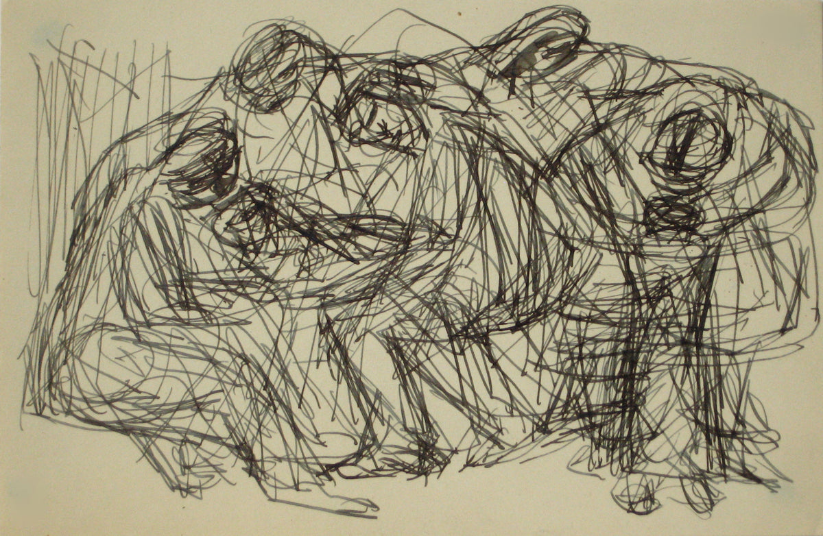 Abstracted Figures in a Huddle &lt;br&gt;Early-Mid 20th Century Ink on Paper &lt;br&gt;&lt;br&gt;#14113