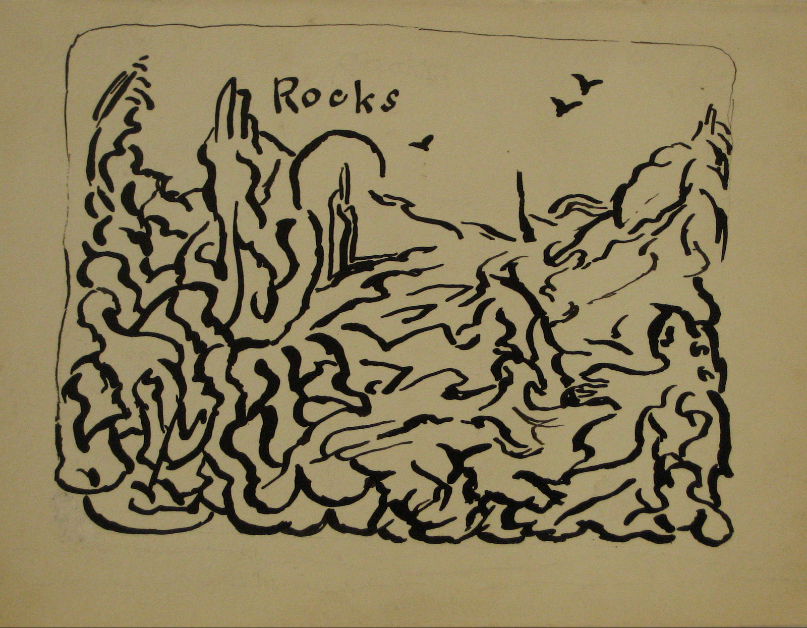 <i>Rocks</i><br>Early-Mid 20th Century Ink<br><br>#14128