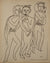 Expressionist Figures <br>Early to Mid 20th Century Ink on Paper <br><br>#14199