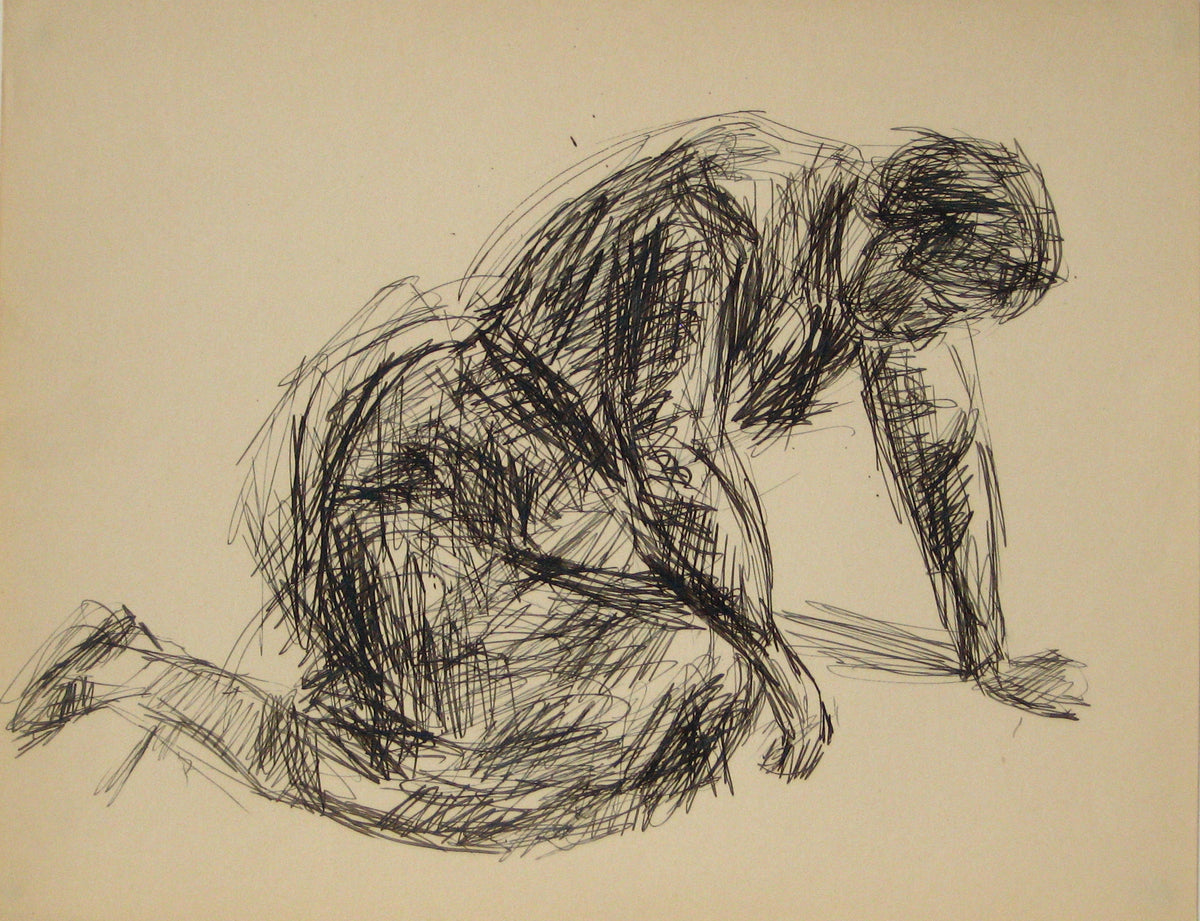 Female Figure Drawing Sketch&lt;br&gt;Early to Mid 20th Century Ink on Paper &lt;br&gt;&lt;br&gt;#14288