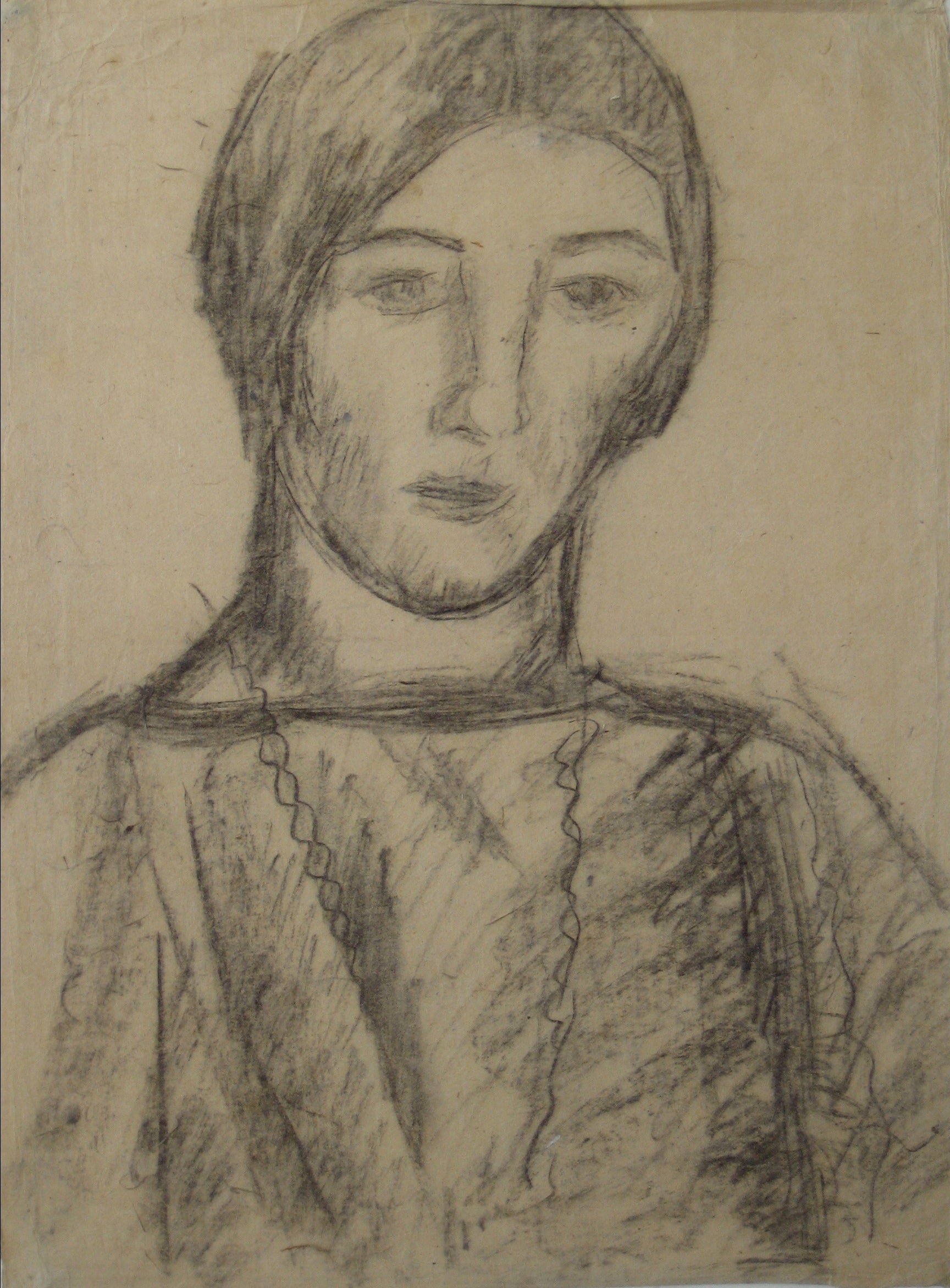 Portrait of a Woman in Charcoal <br>Early-Mid 20th Century<br><br>#14362