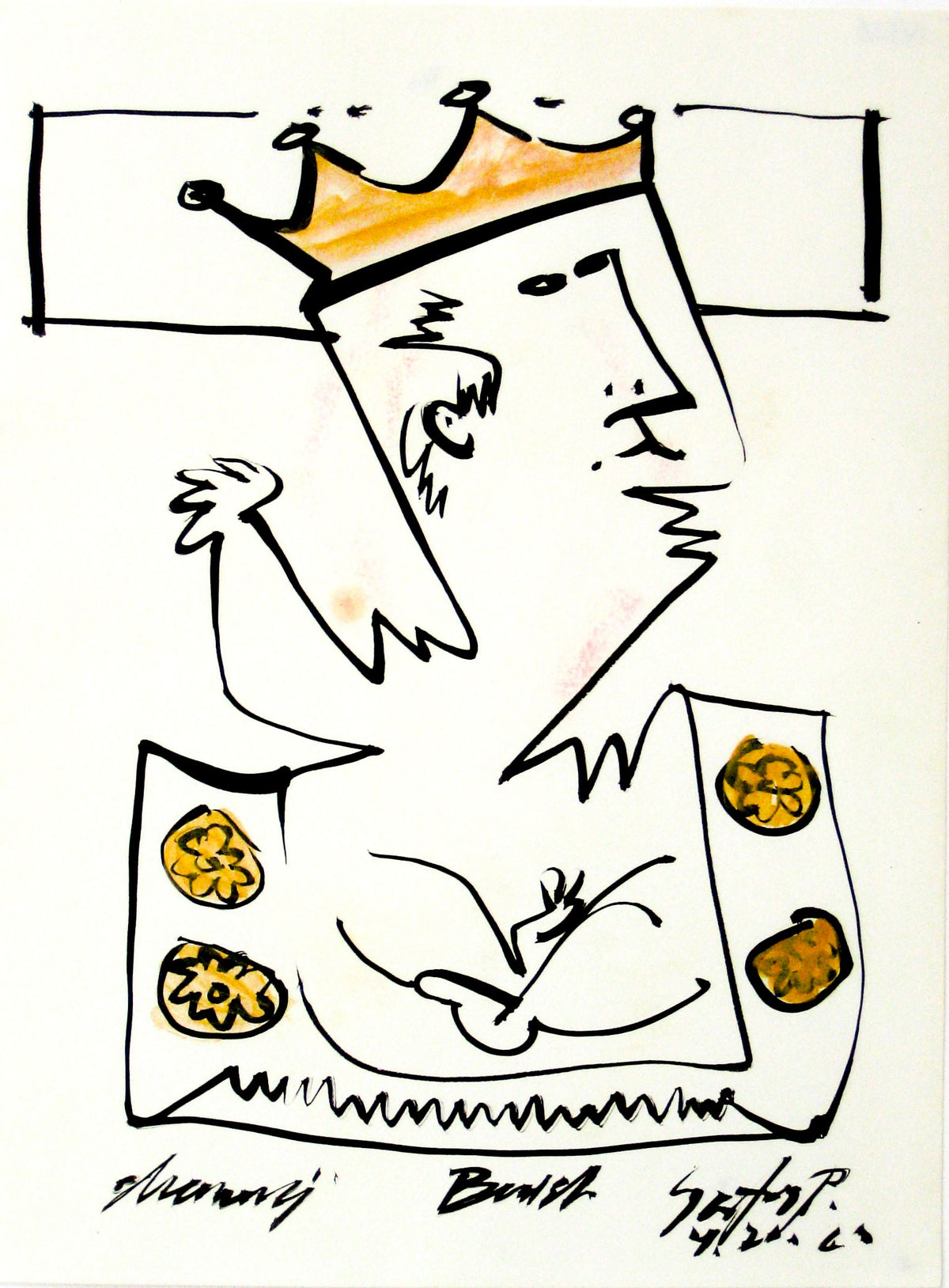 Little King <br>1960s Oil & Ink <br><br>#14528