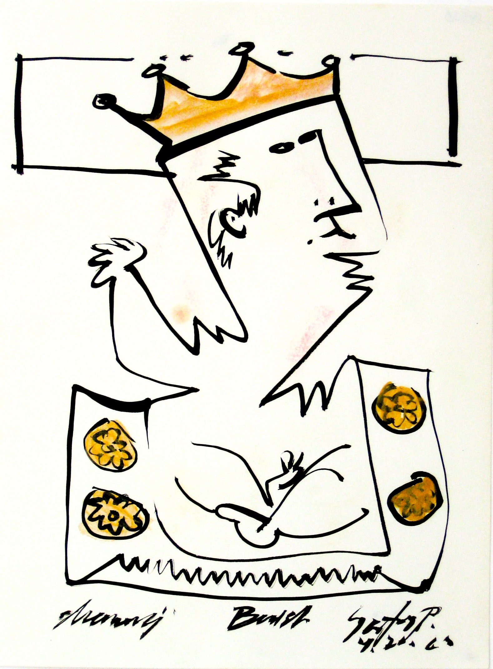 Little King <br>1960s Oil & Ink <br><br>#14528