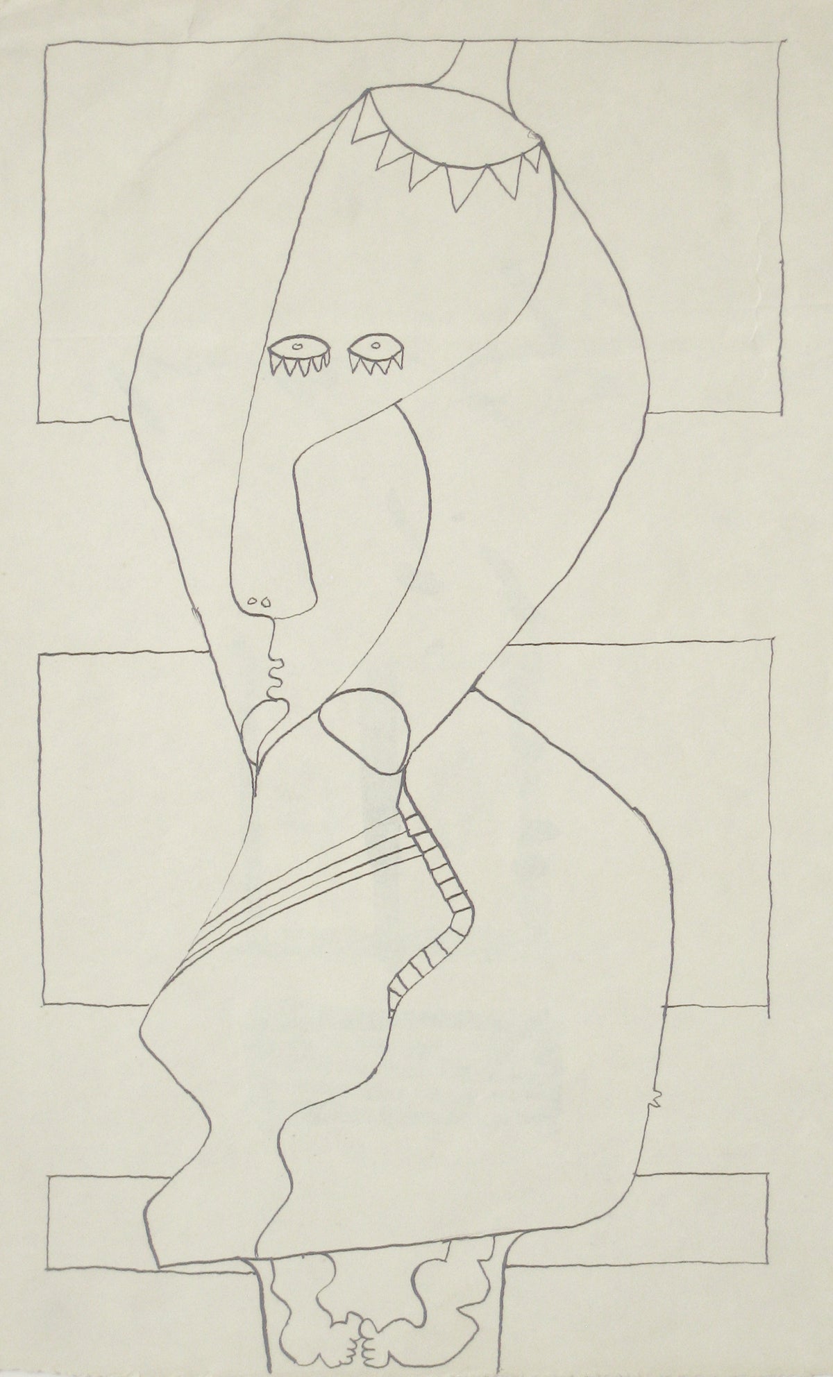 Surreal Linear Figure Abstraction <br>Mid Century Ink <br><br>#14599