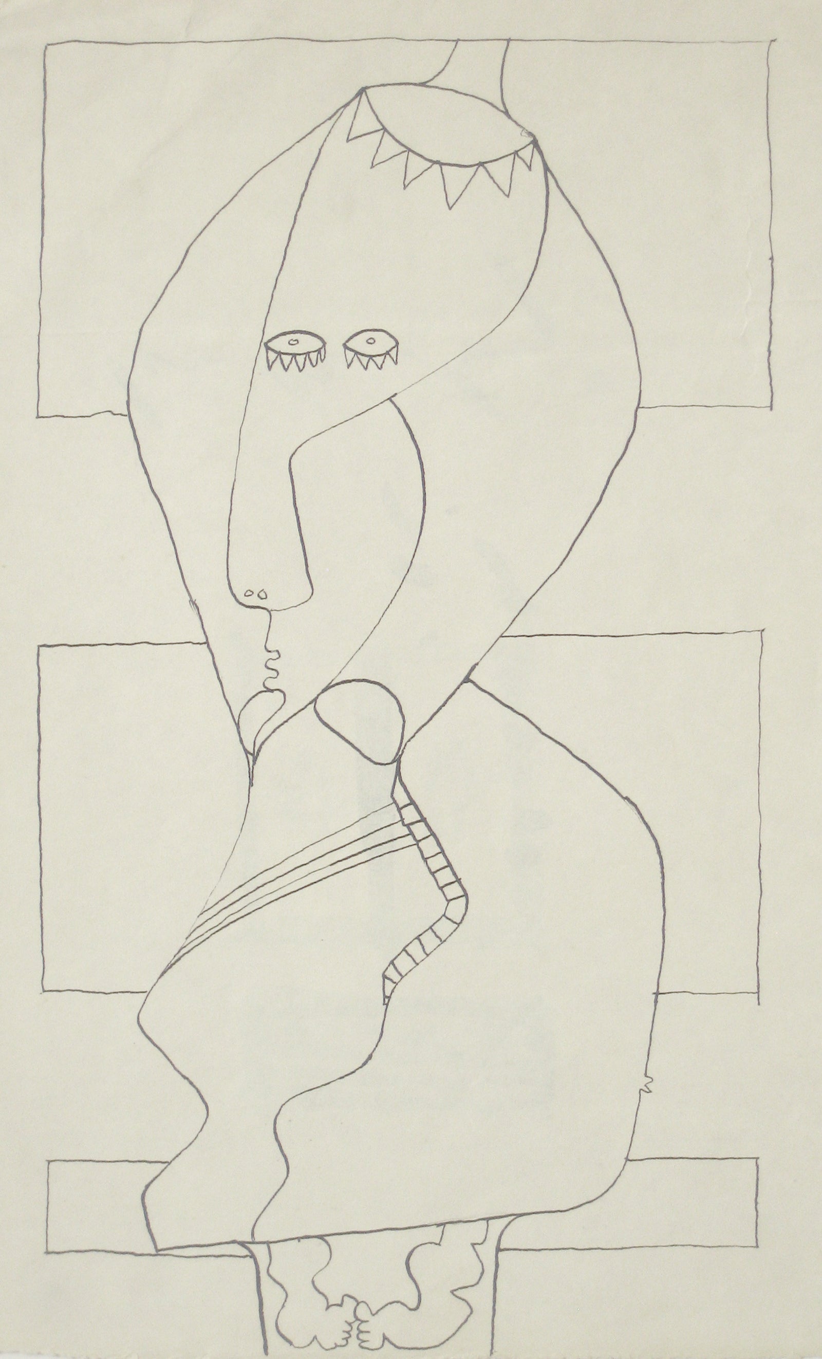 Surreal Linear Figure Abstraction <br>Mid Century Ink <br><br>#14599