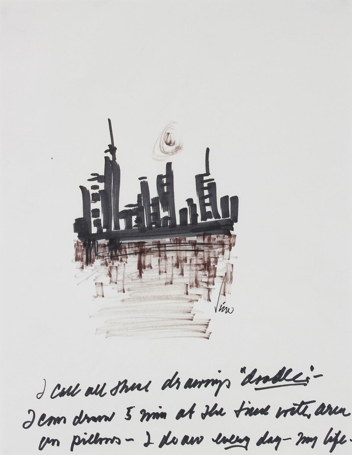 Modernist City Skyline&lt;br&gt;Felt Pen, 1960s&lt;br&gt;&lt;br&gt;#16205