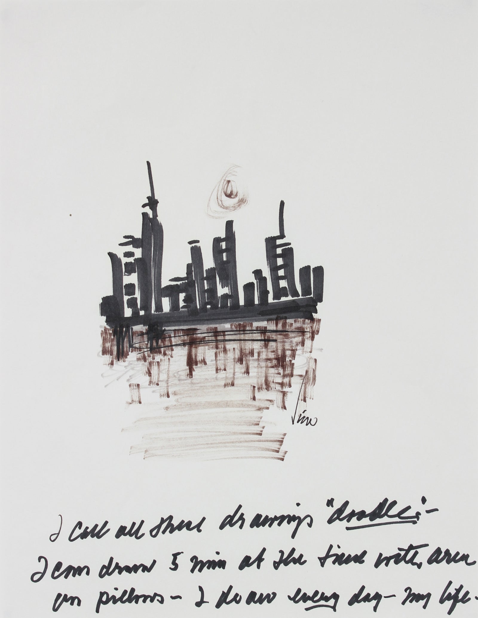 Modernist City Skyline<br>Felt Pen, 1960s<br><br>#16205