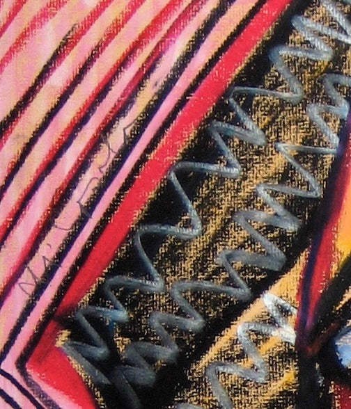 Bright Psychedelic Geometric Surreal Portrait <br>Mid to Late 20th Century Pastel <br><br>#16445