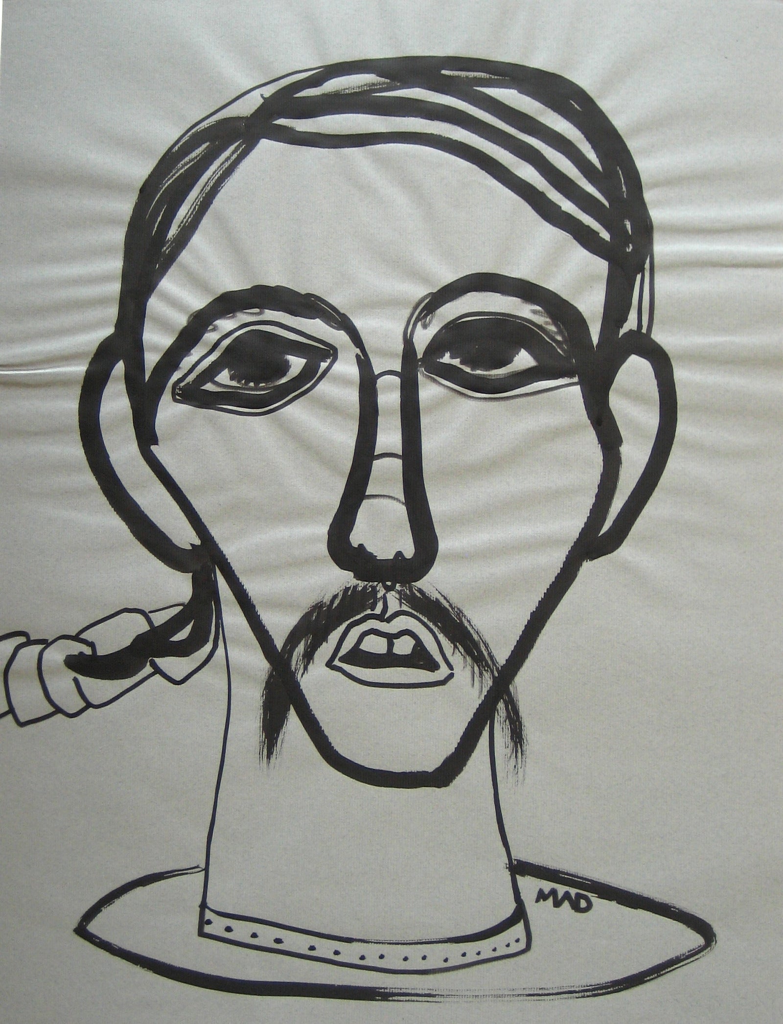 Surreal Monochromatic Portrait <br>Mid - Late 20th Century Graphite <br><br>#16451