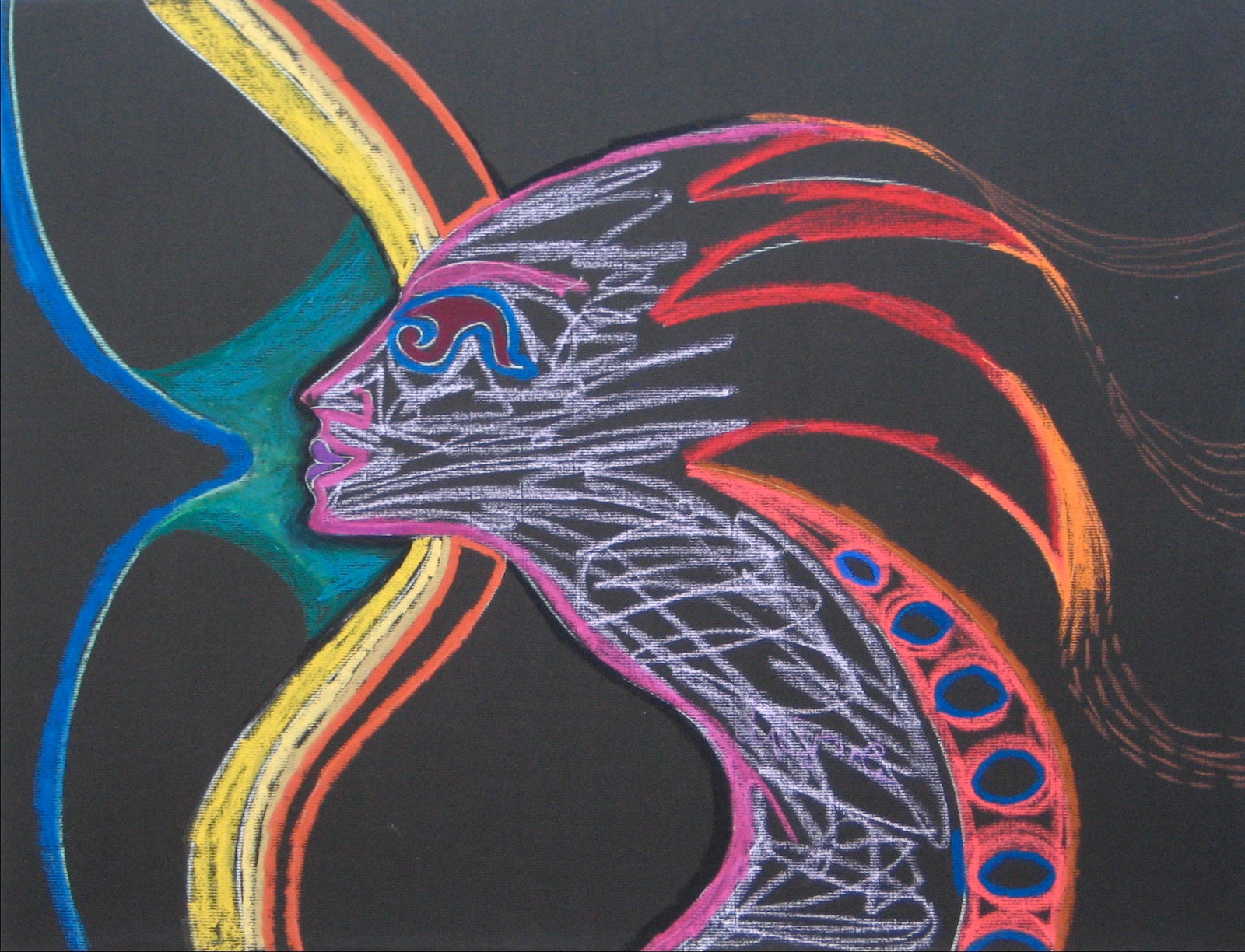 Radiant Abstract Psychedelic Profile <br>Mid to Late 20th Century Pastel <br><br>#17016