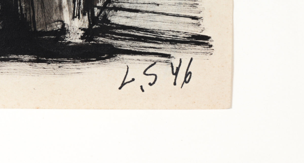 Monochromatic Figurative Abstract <br>1946 Ink <br><br>#C1715