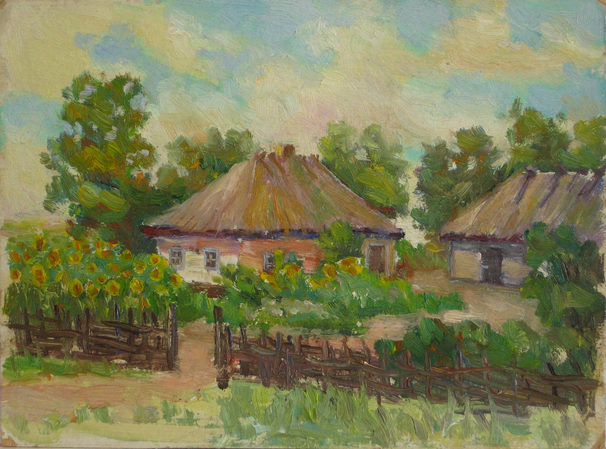 Quaint Soviet Scene<br>1960 Oil<br>Vasili Brenin<br><br>#18156