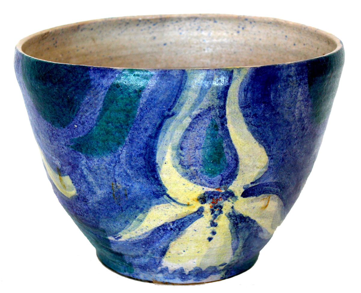 Ceramic Vessel with a Stylized Iris&lt;br&gt;Mid Century&lt;br&gt;&lt;br&gt;#19157