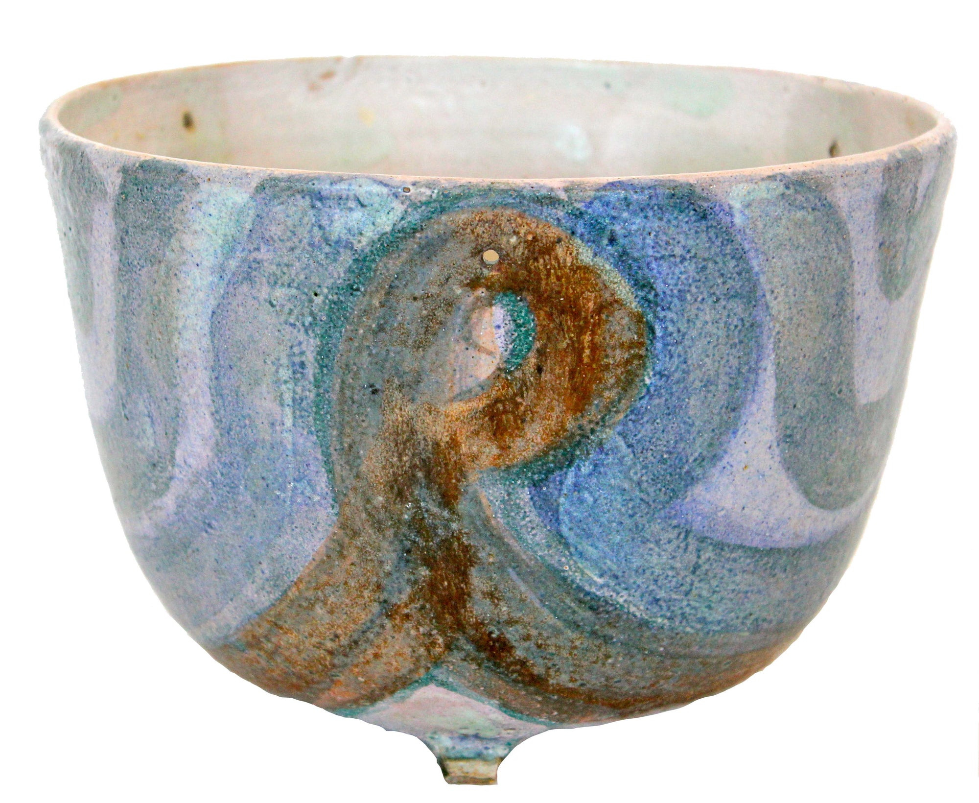 Vessel in Blue & Brown<br>Mid Century Ceramic<br><br>#19158