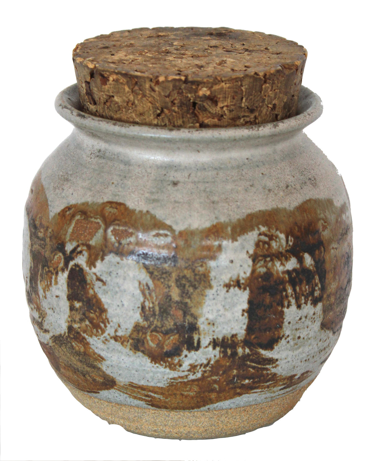 Ceramic Jar with Cork Lid&lt;br&gt;Mid Century&lt;br&gt;&lt;br&gt;#19163