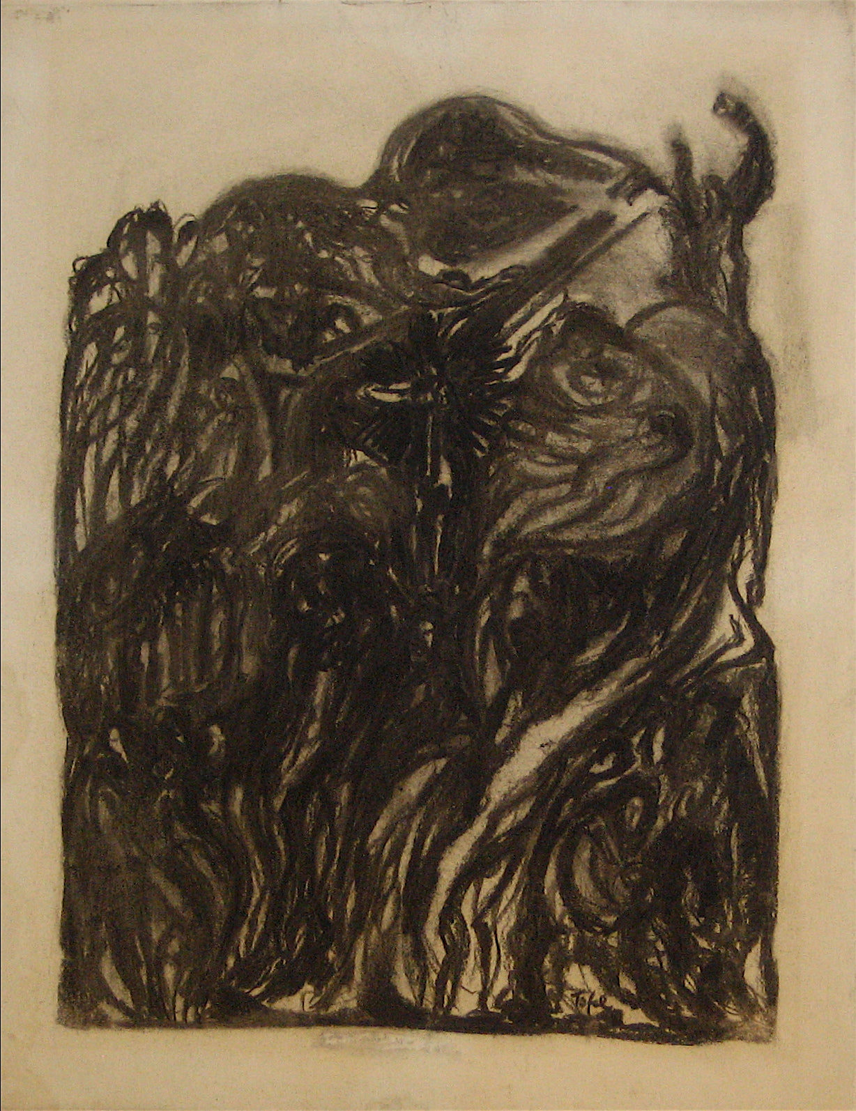 Expressive Monochrome Figurative Abstract <br>20th Century Charcoal <br><br>#11938