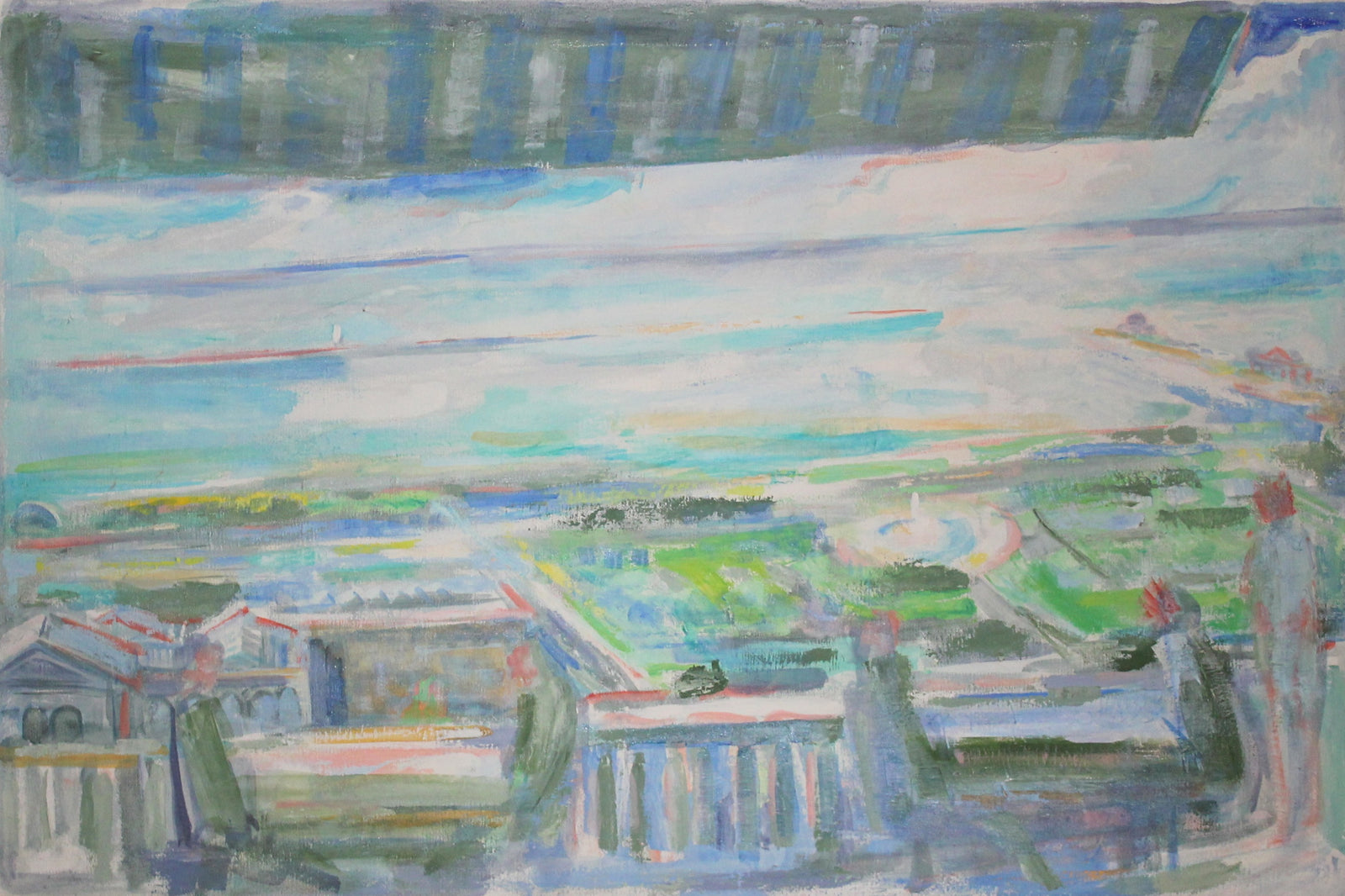 <i>Lake Michigan from Cliff Dwellers Balcony</i><br>Mid Century Oil<br><br>#19597