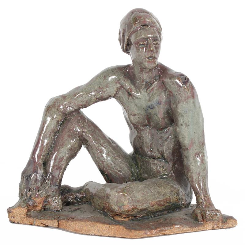 Relaxed Male Nude<br>2005 Clay on Wood<br><br>#20258