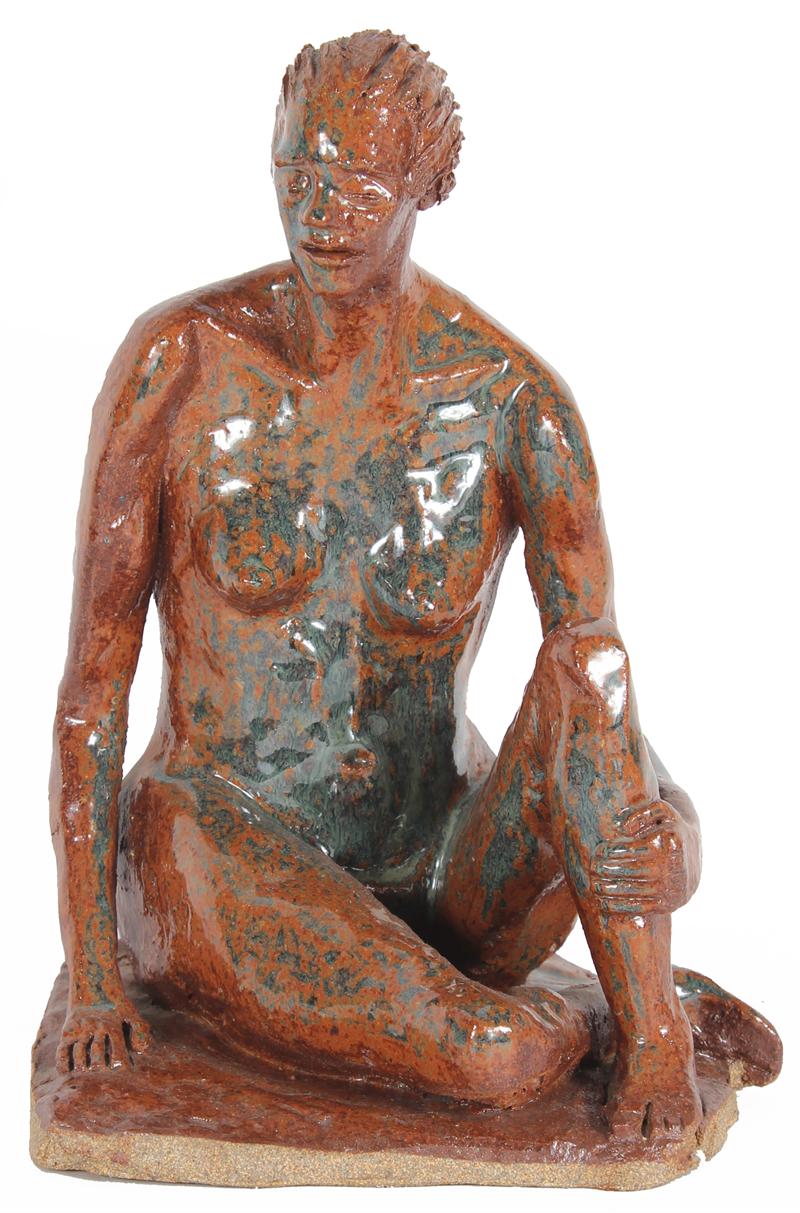 Seated Nude in Orange<br>2001 Clay Sculpture<br><br>#20290