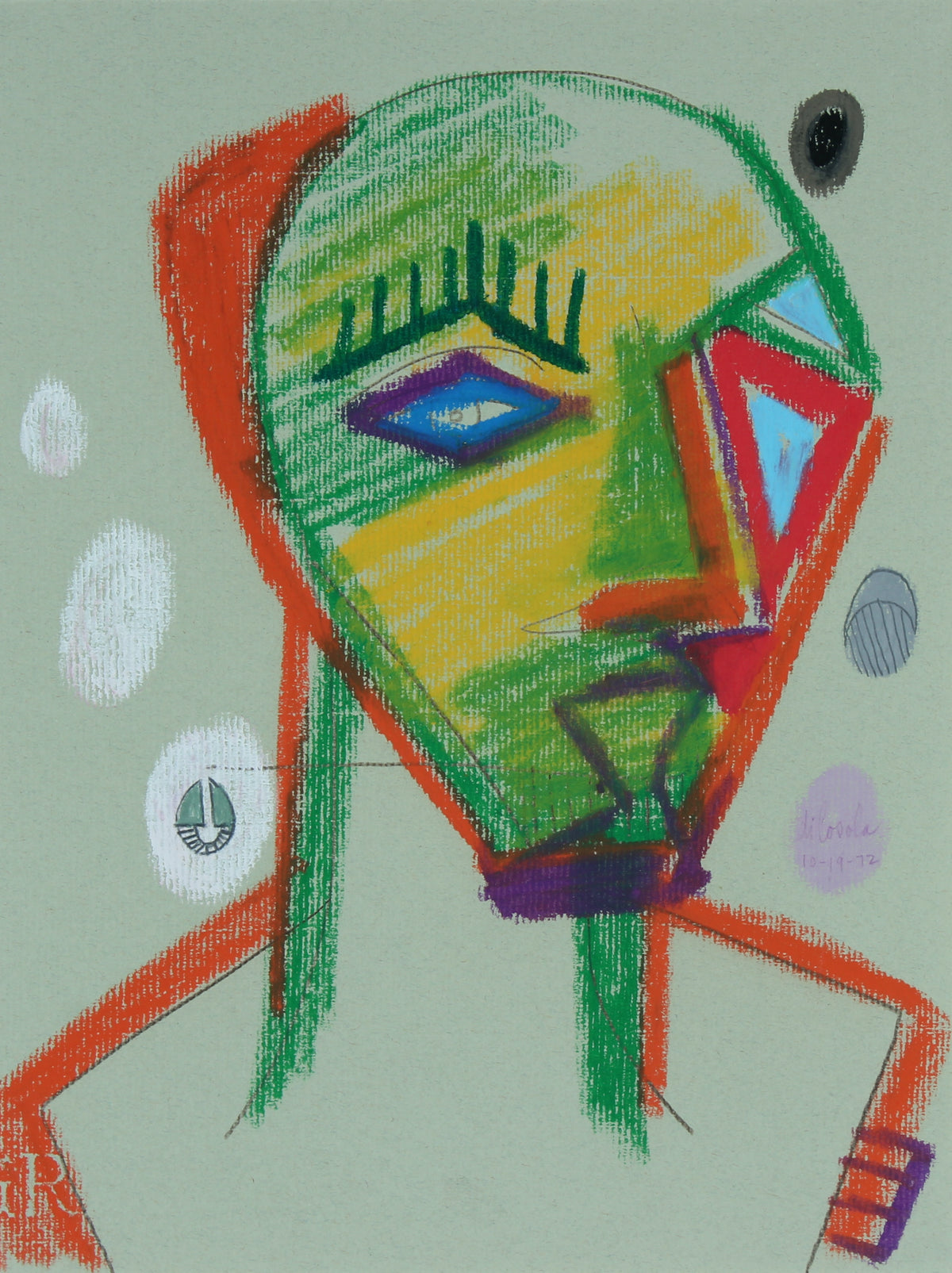 Geometric Portrait Deconstruction <br>1972 Pastel <br><br>#21191