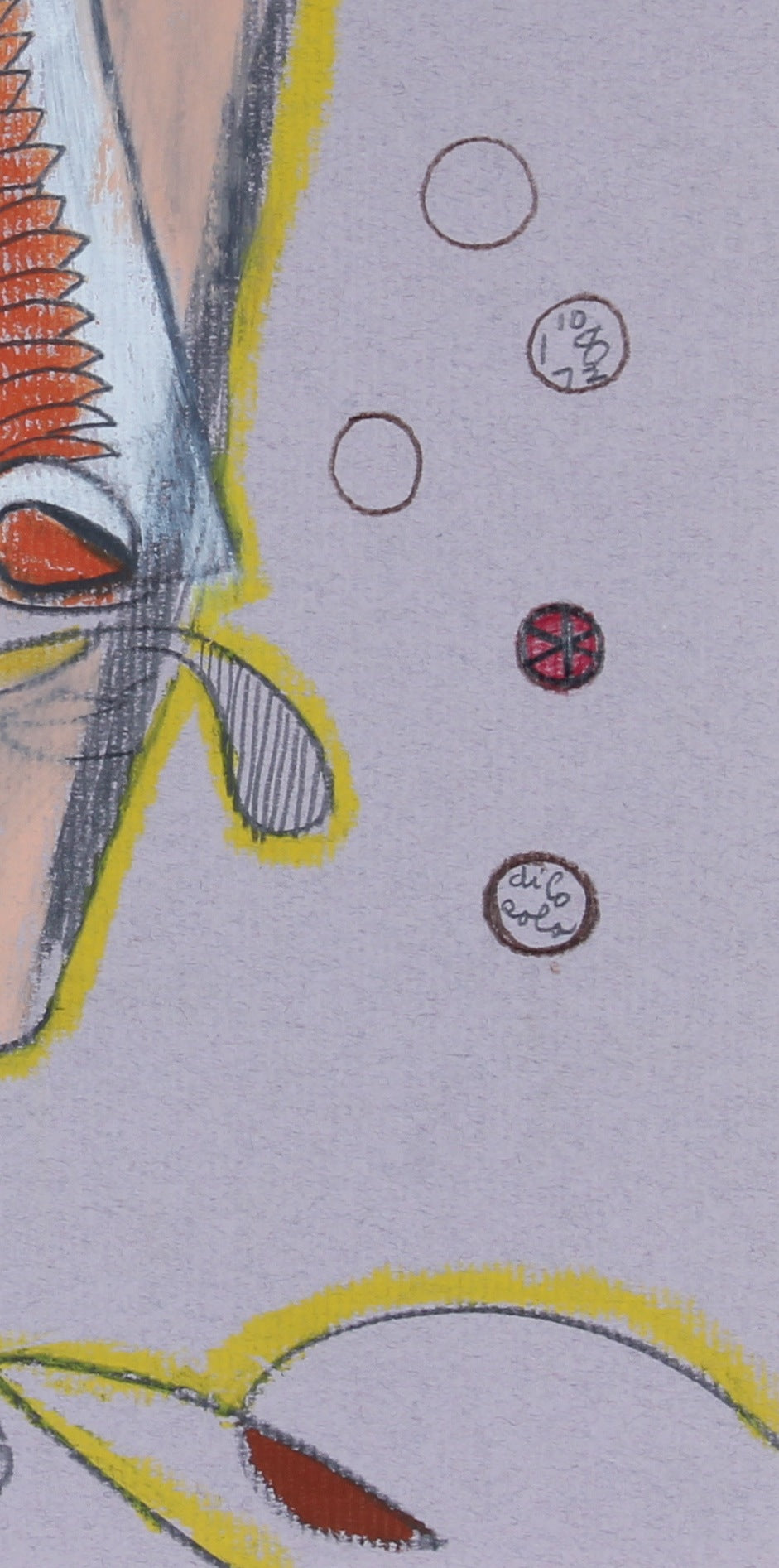 Surreal Abstracted Face <br>1972 Pastel <br><br>#21193