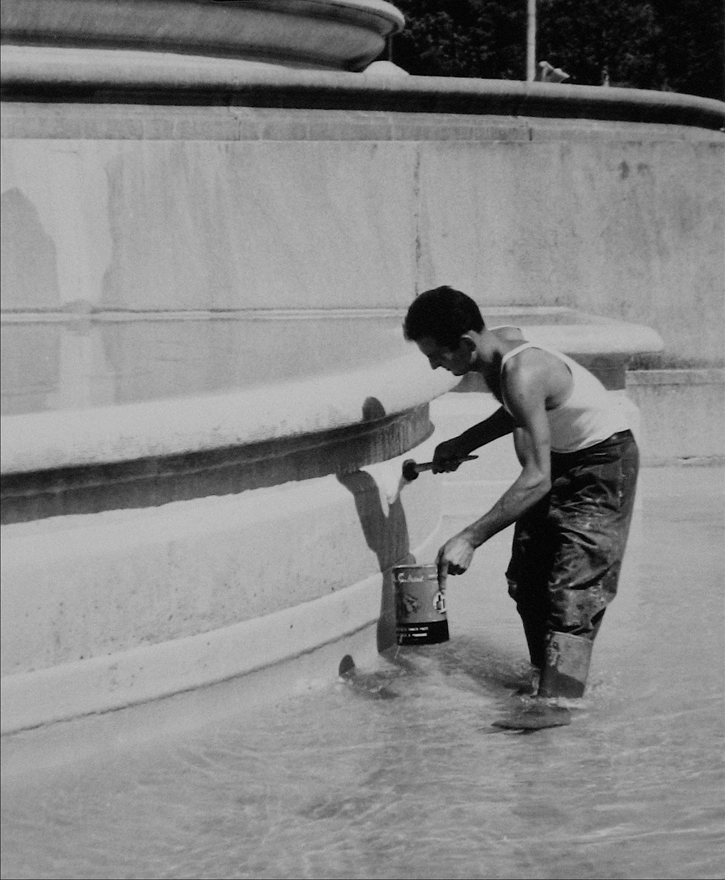 Fountain Scene in Portofino, Italy <br>1960s Silver Gelatin Print <br><br>#12123