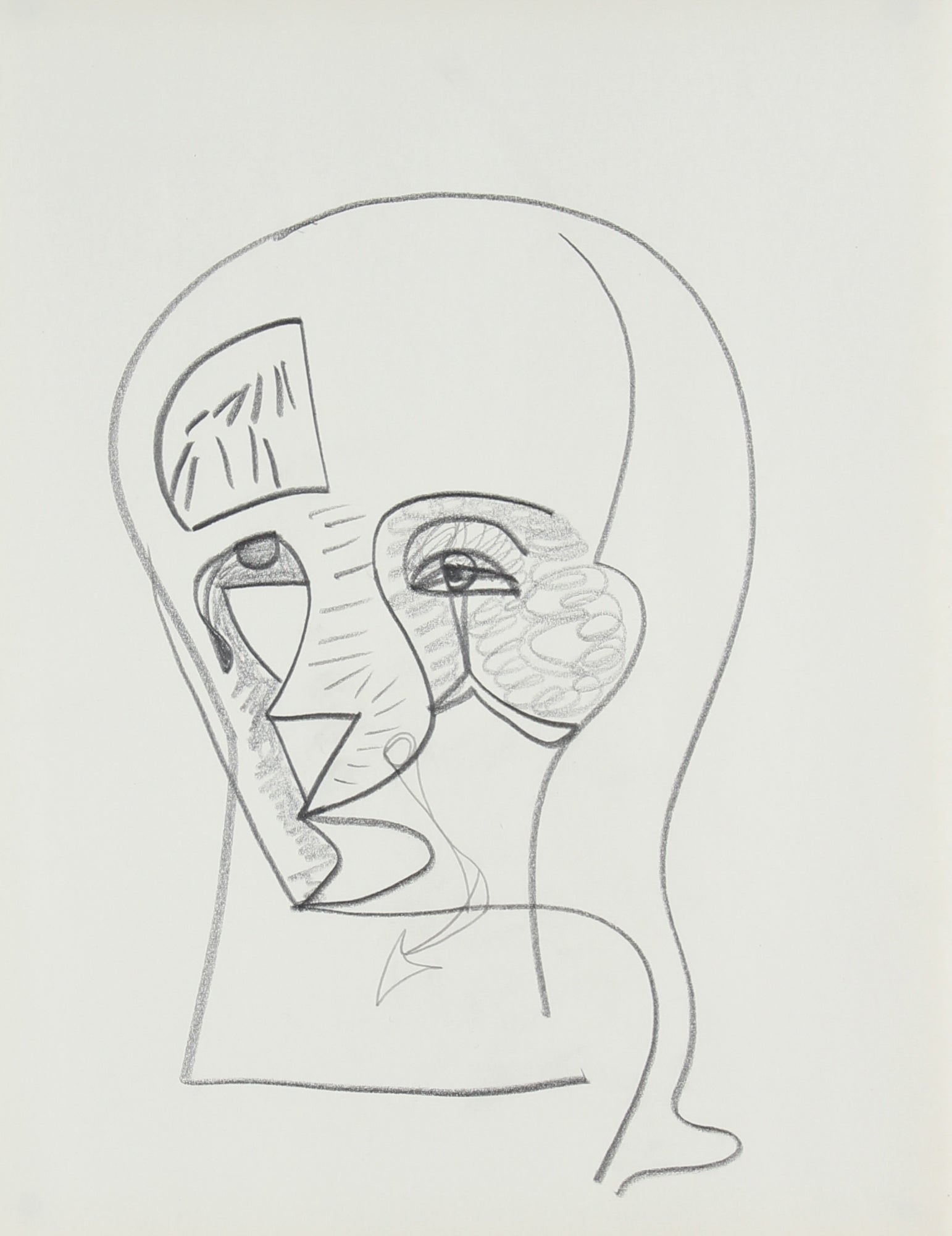 Surrealist Side Profile <br>20th Century Graphite <br><br>#21733