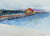Dock & Boathouse Lake Scene <br>20th Century Watercolor <br><br>#22499