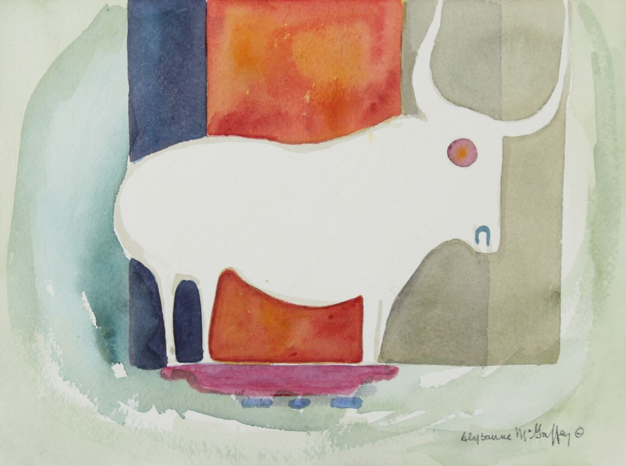 Pale Watercolor Bull<br>Late 20th Century<br><br>#22619
