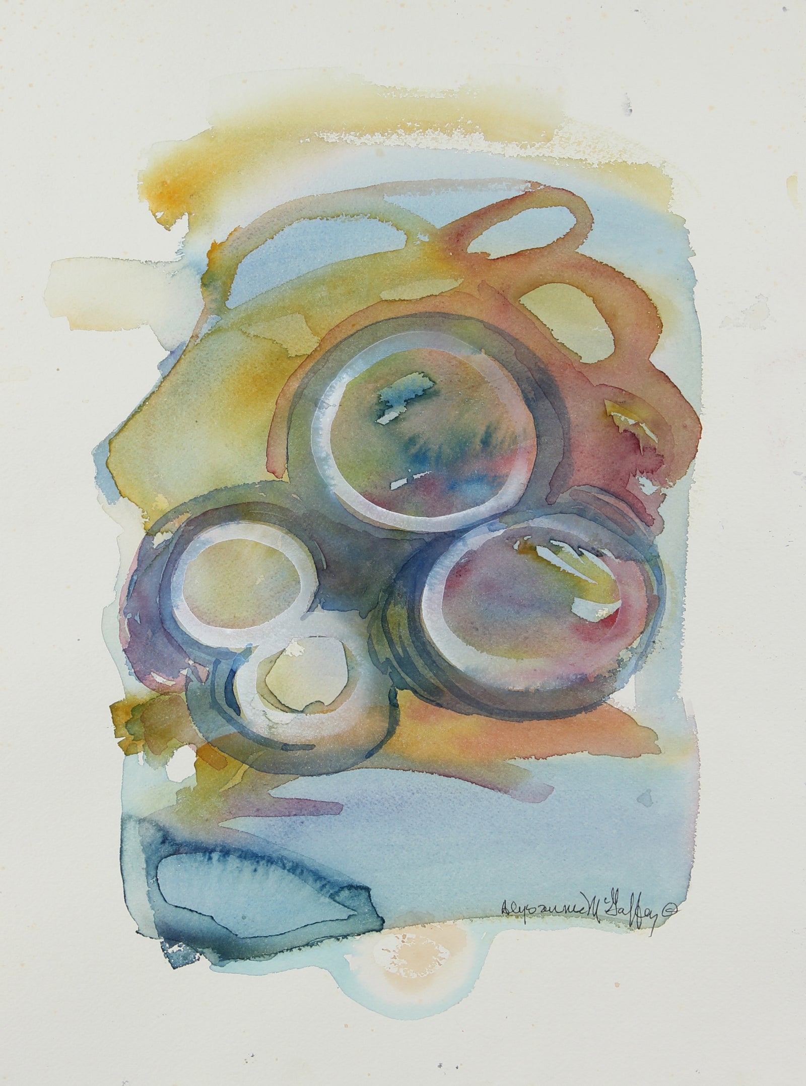Loose Orbicular Abstract<br>20th Century Watercolor<br><br>#22645