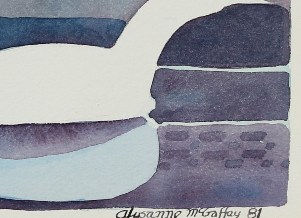 Abstracted Landscape with Ducks <br>1981 Watercolor<br><br>#22677
