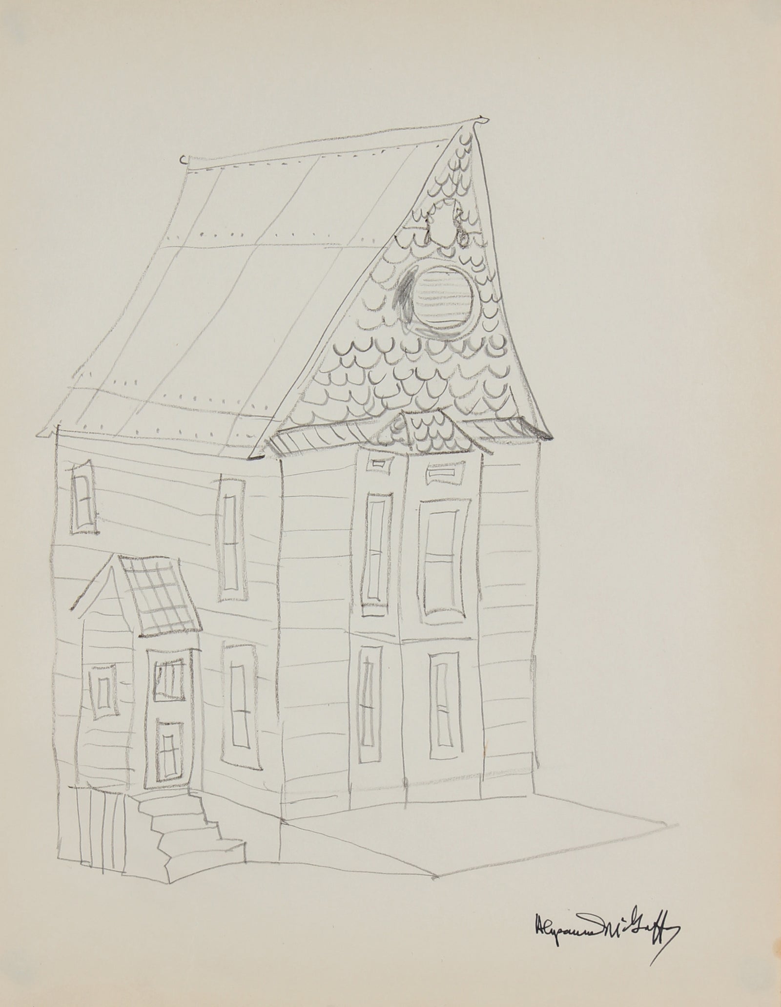 Two-Story House Study<br>Mid Century Graphite<br><br>#22982