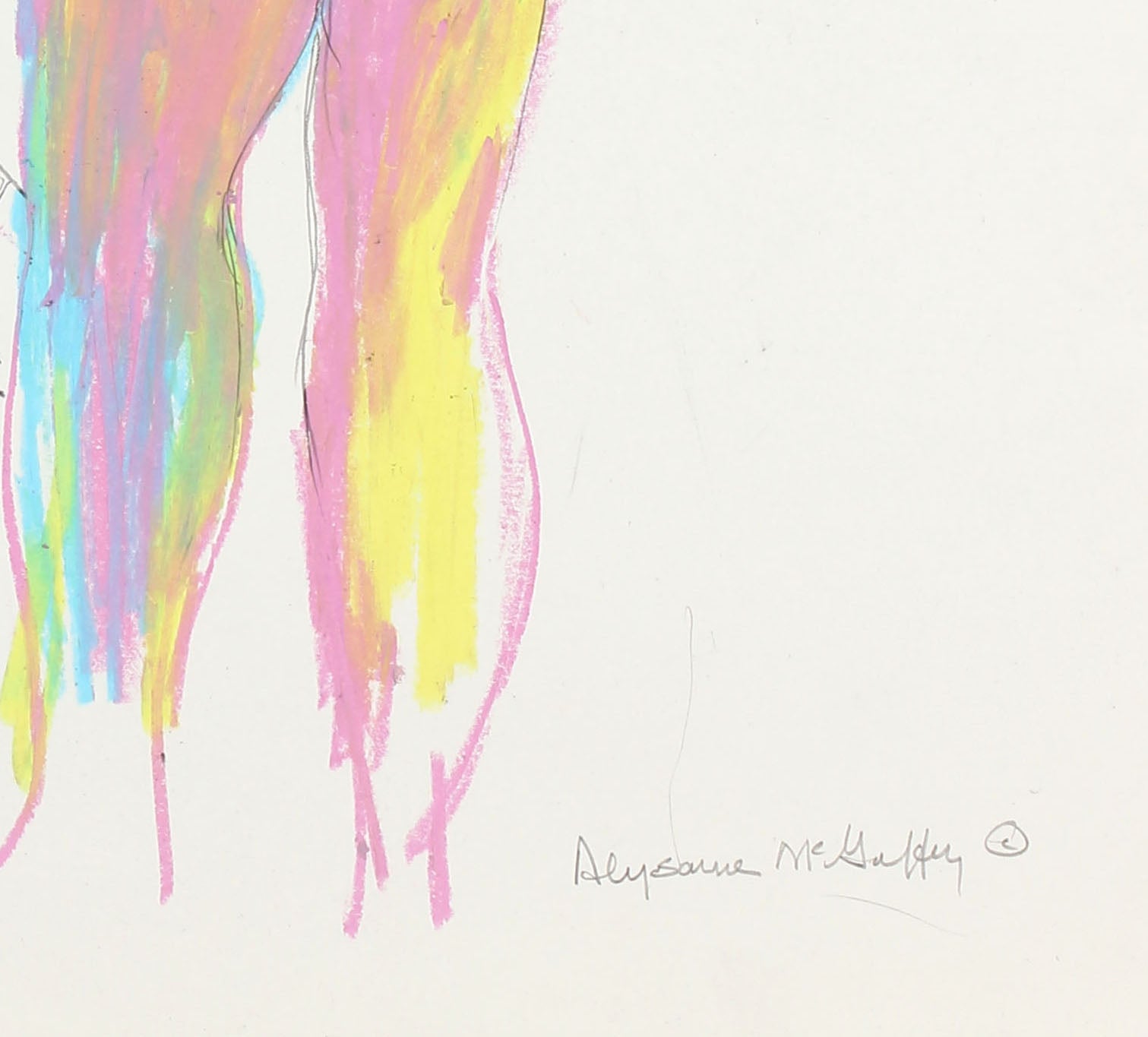 Standing Nude with Dragon<br>1950-60s Charcoal & Pastel<br><br>#23422
