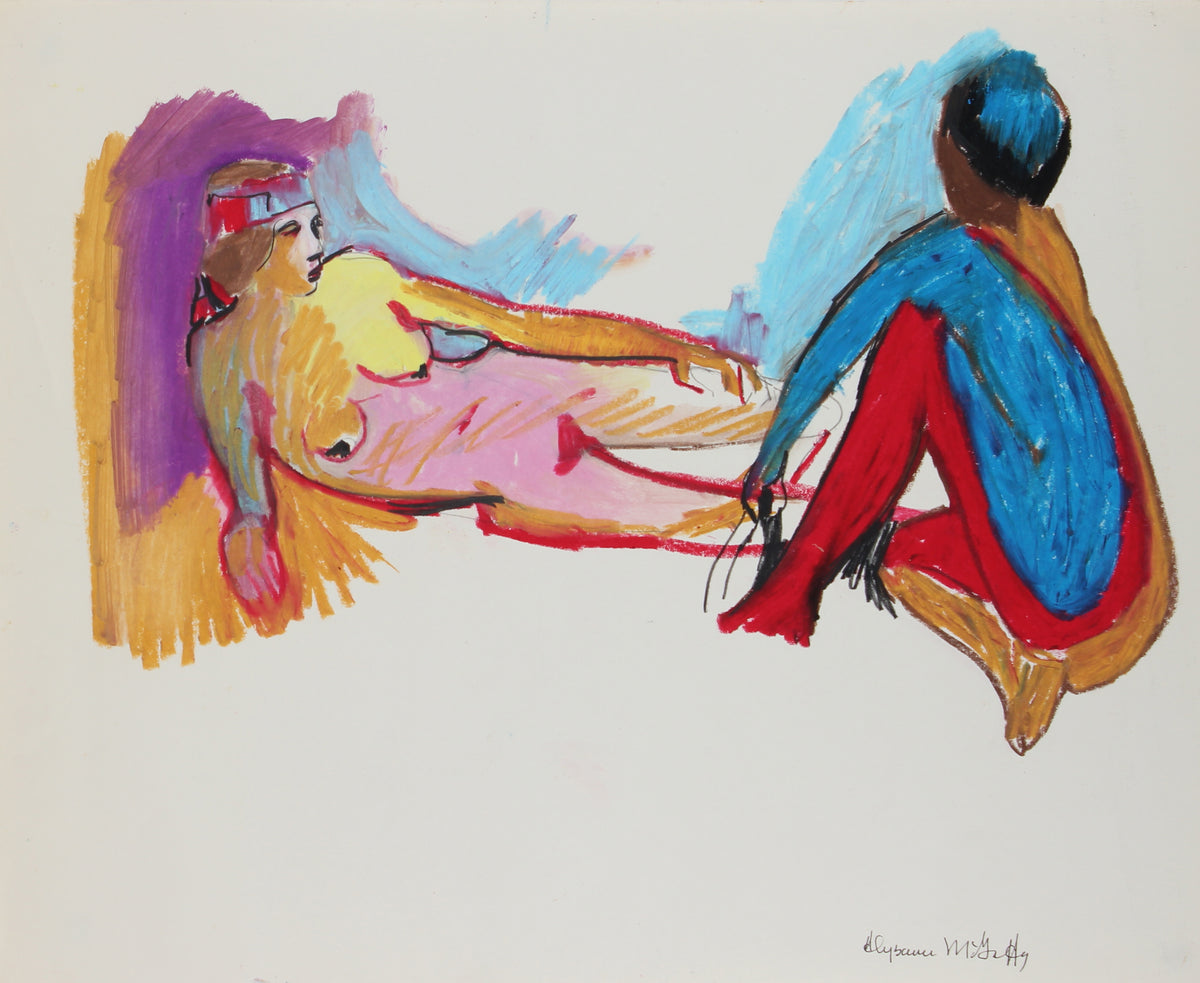 Colorful Nude Figures &lt;br&gt;1950-60s Oil Pastel &amp; Distemper &lt;br&gt;&lt;br&gt;#23439