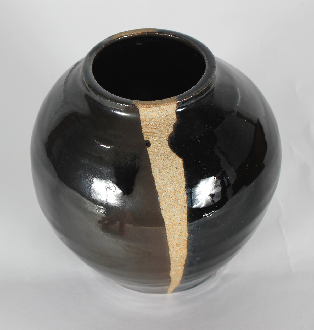 Mid Century Ceramic Vessel with Vertical Stripe <br><br>#13008