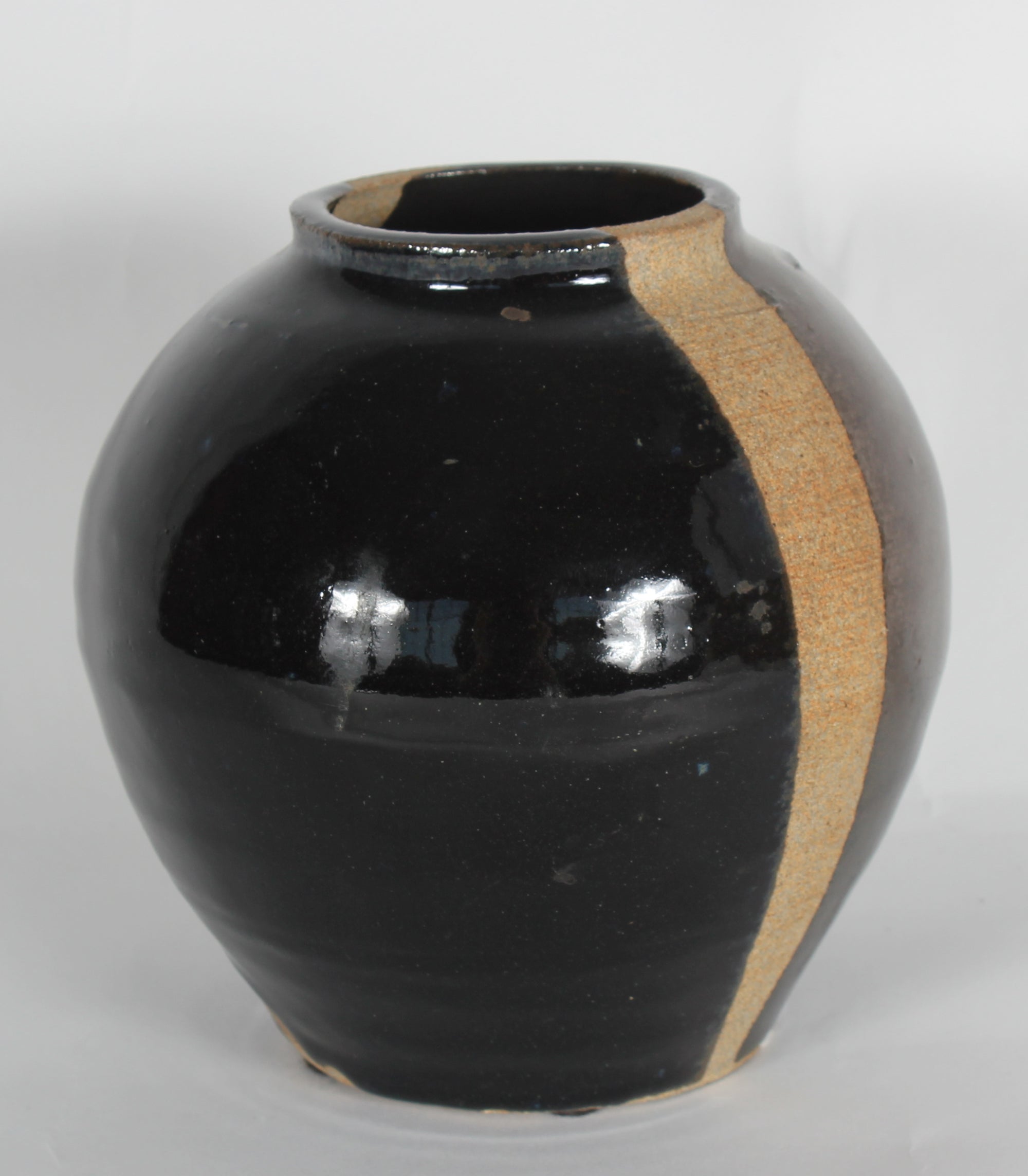 Mid Century Ceramic Vessel with Vertical Stripe <br><br>#13008