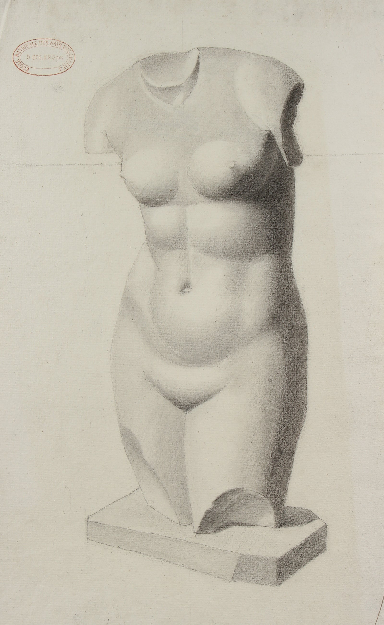 French Academic Sculptural Study <br>1882 Charcoal <br><br>#23903